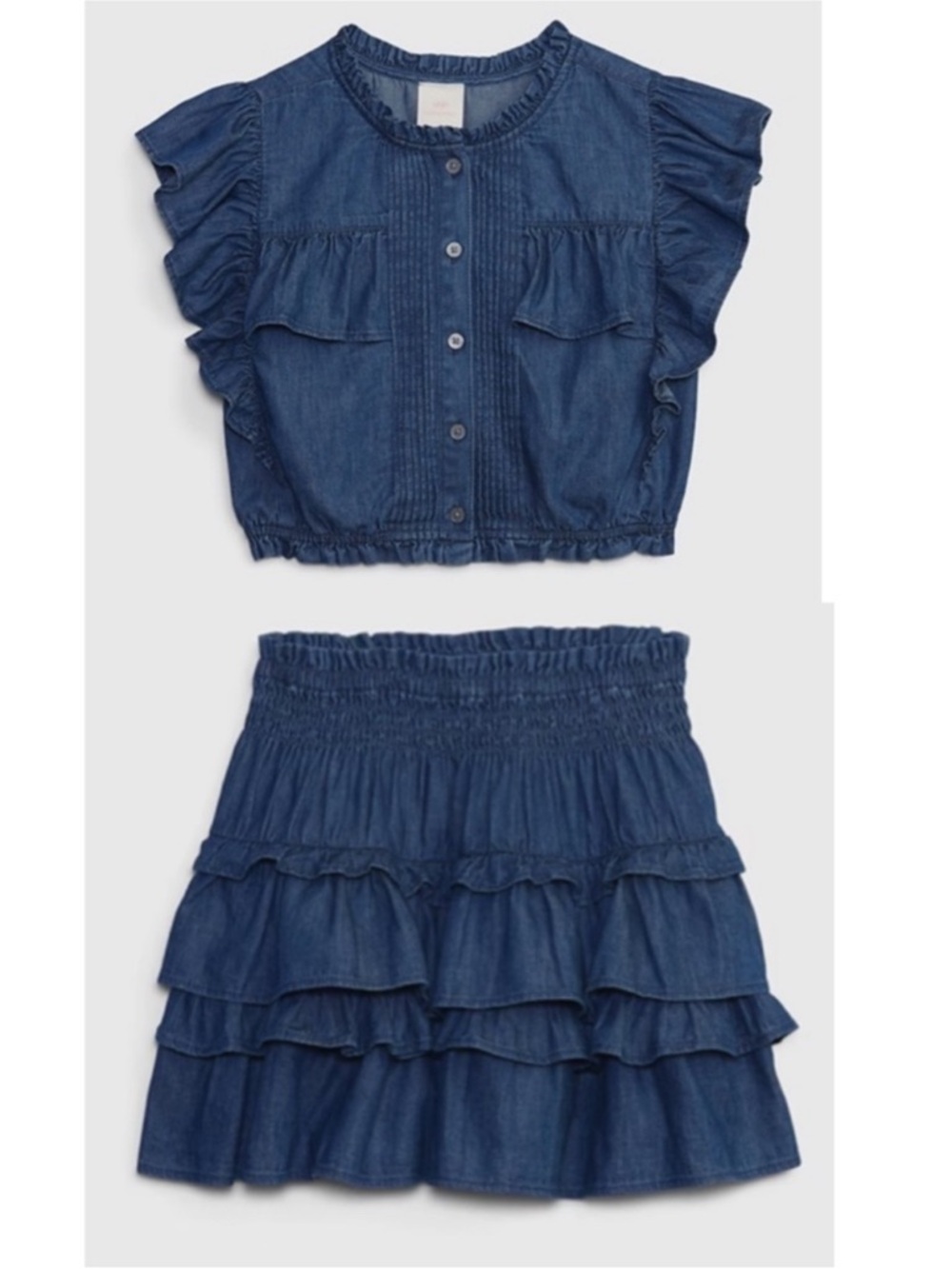 Love Shack Fancy Gap Denim Ruffle Two-Piece Set